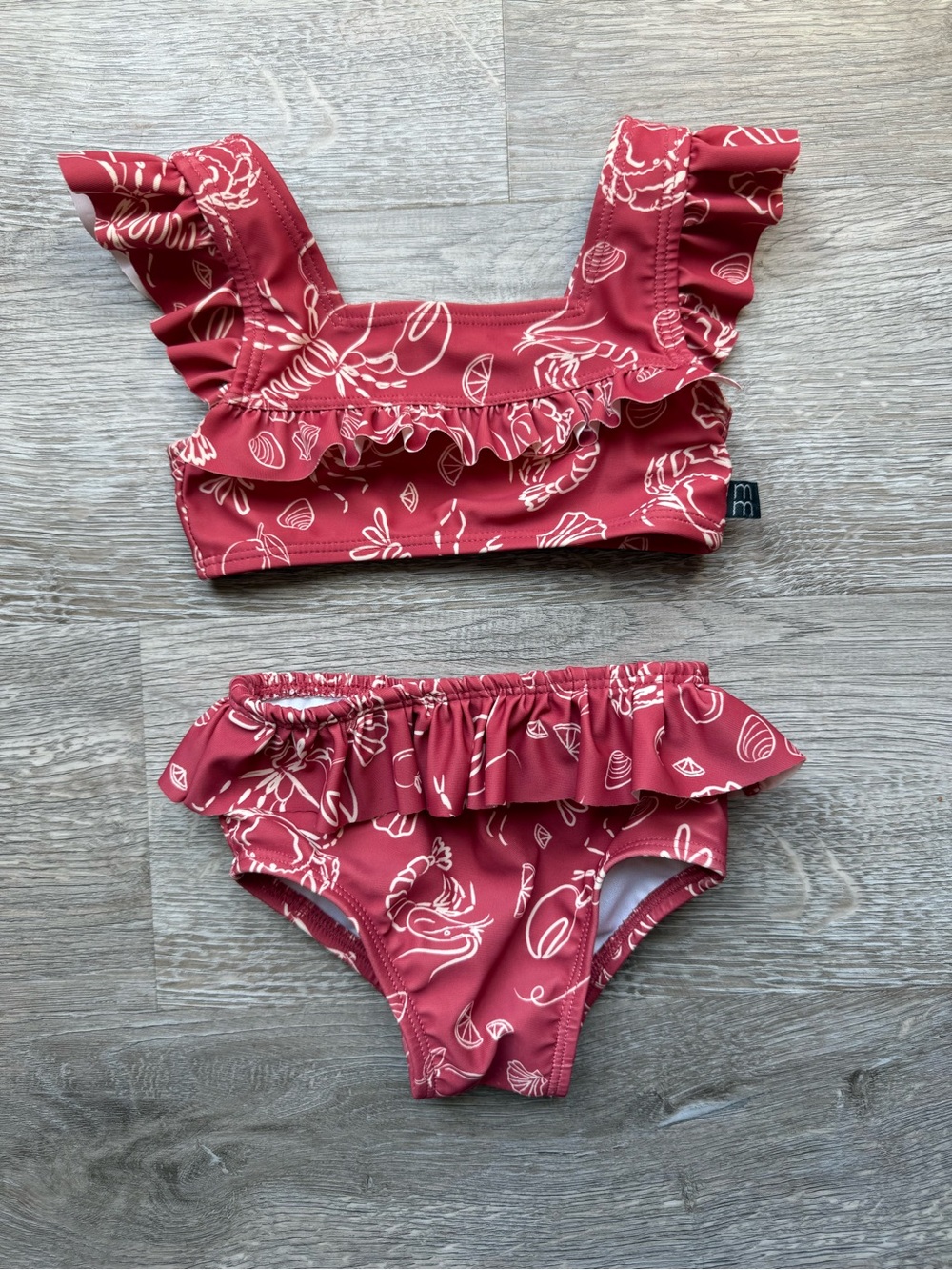 Ruffled Shell-Print Girls' Bikini - Rose